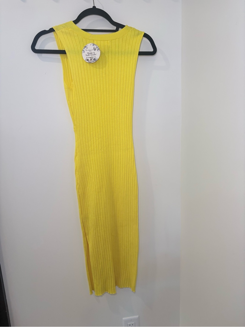 Jolie & Joy Yellow Ribbed Midi Sweater Dress Medium NWT - Picture 3 of 3
